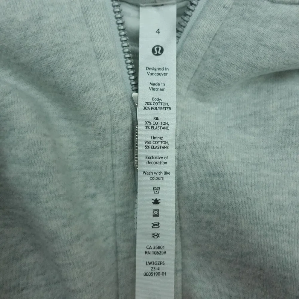 New Lululemon Size 4 Scuba Full Zip Cropped Hoodie HCUG Heathered Gray - Picture 9 of 10
